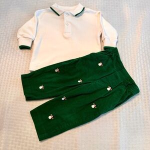 Florence Eiseman Baby Boys Corduroy Pants & Polo Set 12M Snowman